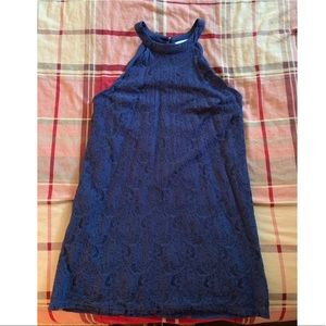 High Neck Navy Lace Dress